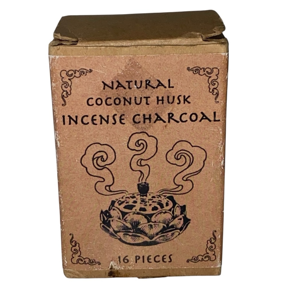 2A* Natural Coconut Husk Incense Charcoal 16 pieces cubes open box